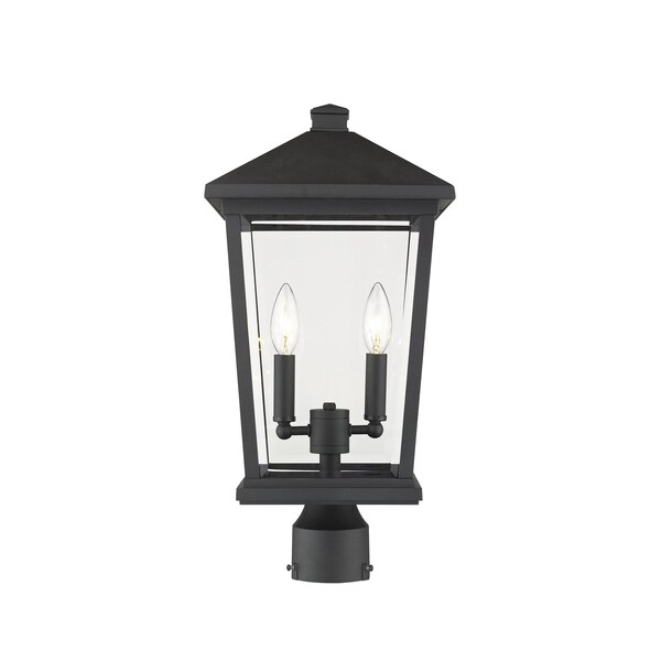 Z-Lite Beacon 2 Light Outdoor Post Mount Fixture, Black & Clear Beveled 568PHBR-BK - main